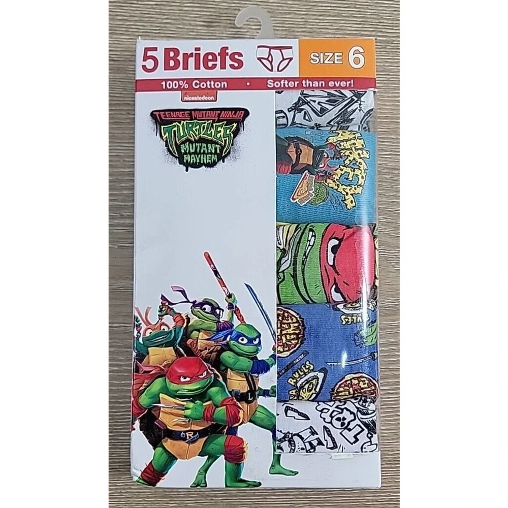 NEW Teenage Mutant Ninja Turtles 5-Pack Boys' 100% Cotton Briefs‎ Size 6